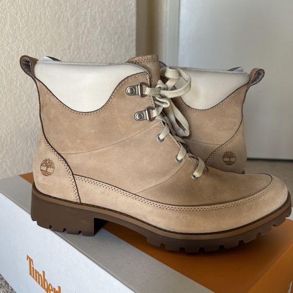Timberland Womens 9.5 M Ellendale Mid Lace Up Boot Light Beige Nubuck - Picture 1 of 16
